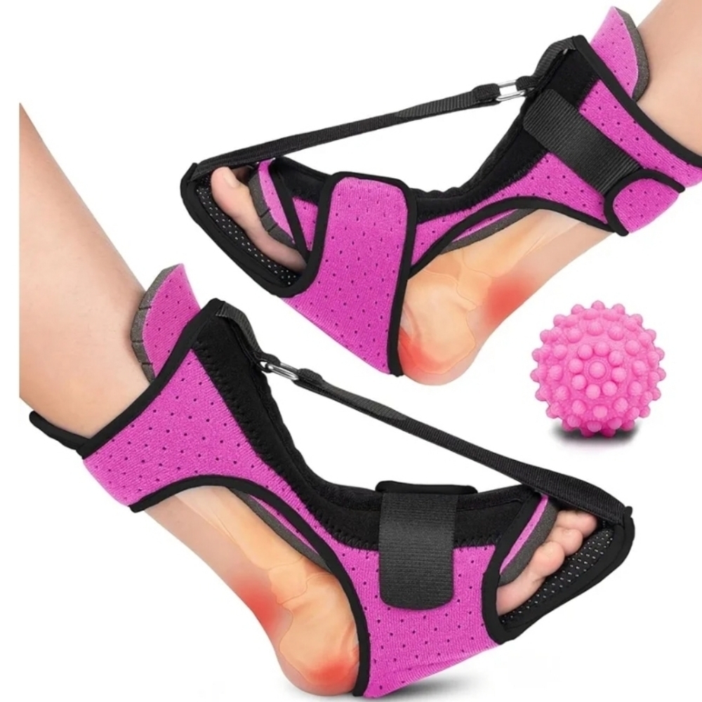 NWT Plantar Faciitis Night Splint with Massage Ball PINK